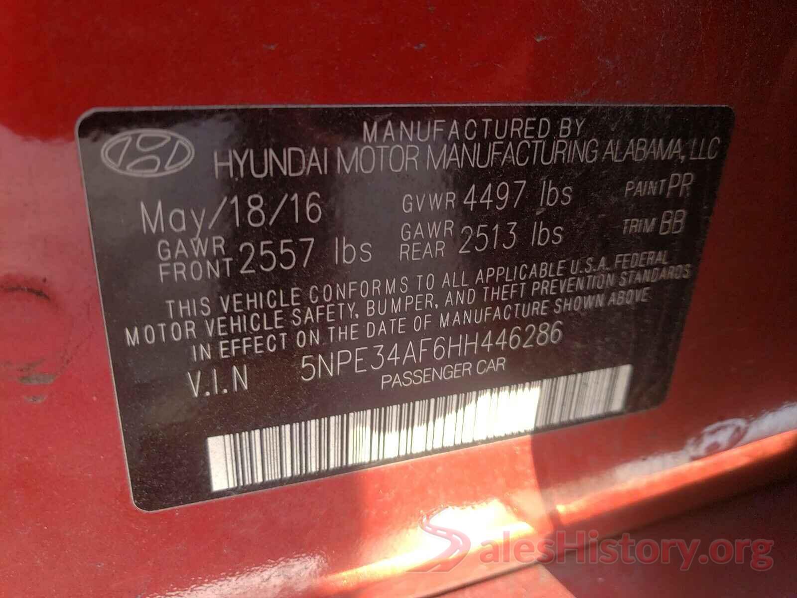 5NPE34AF6HH446286 2017 HYUNDAI SONATA