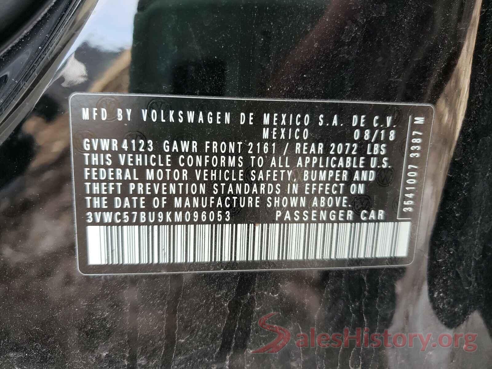 3VWC57BU9KM096053 2019 VOLKSWAGEN JETTA