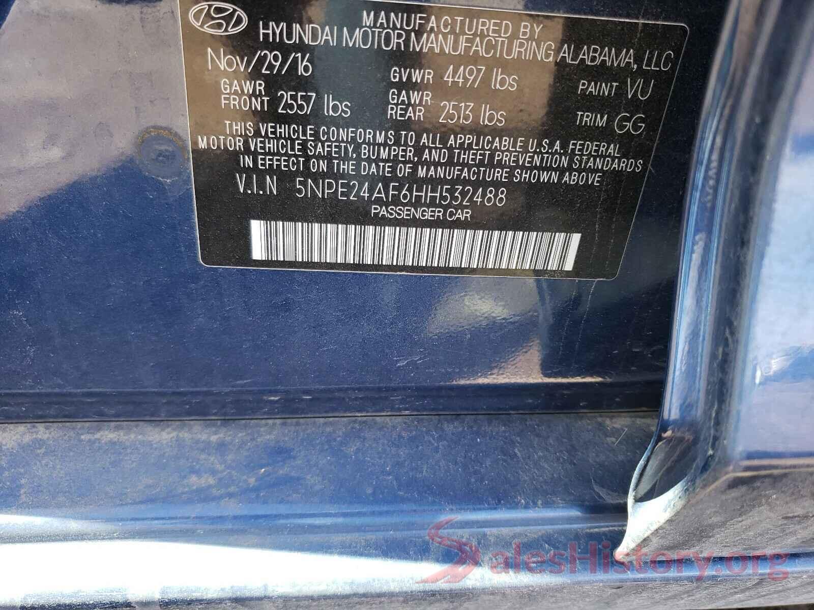 5NPE24AF6HH532488 2017 HYUNDAI SONATA