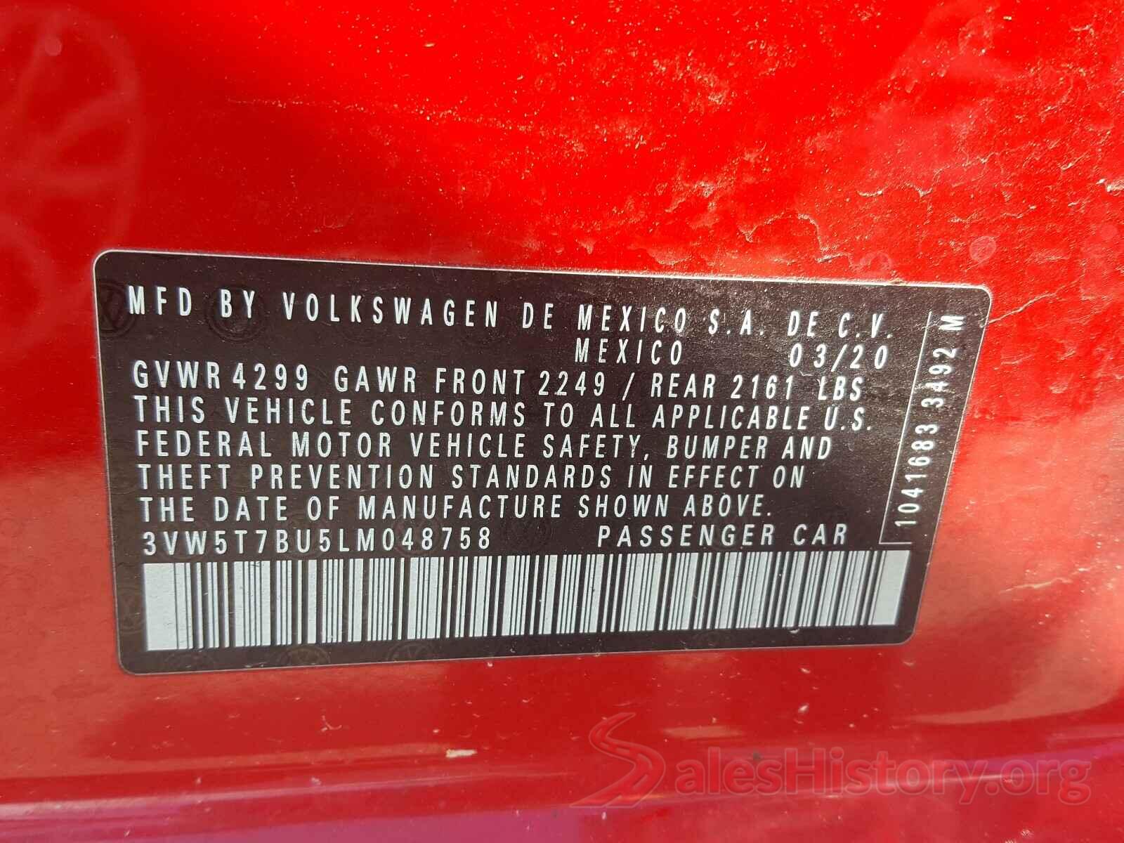 3VW5T7BU5LM048758 2020 VOLKSWAGEN JETTA