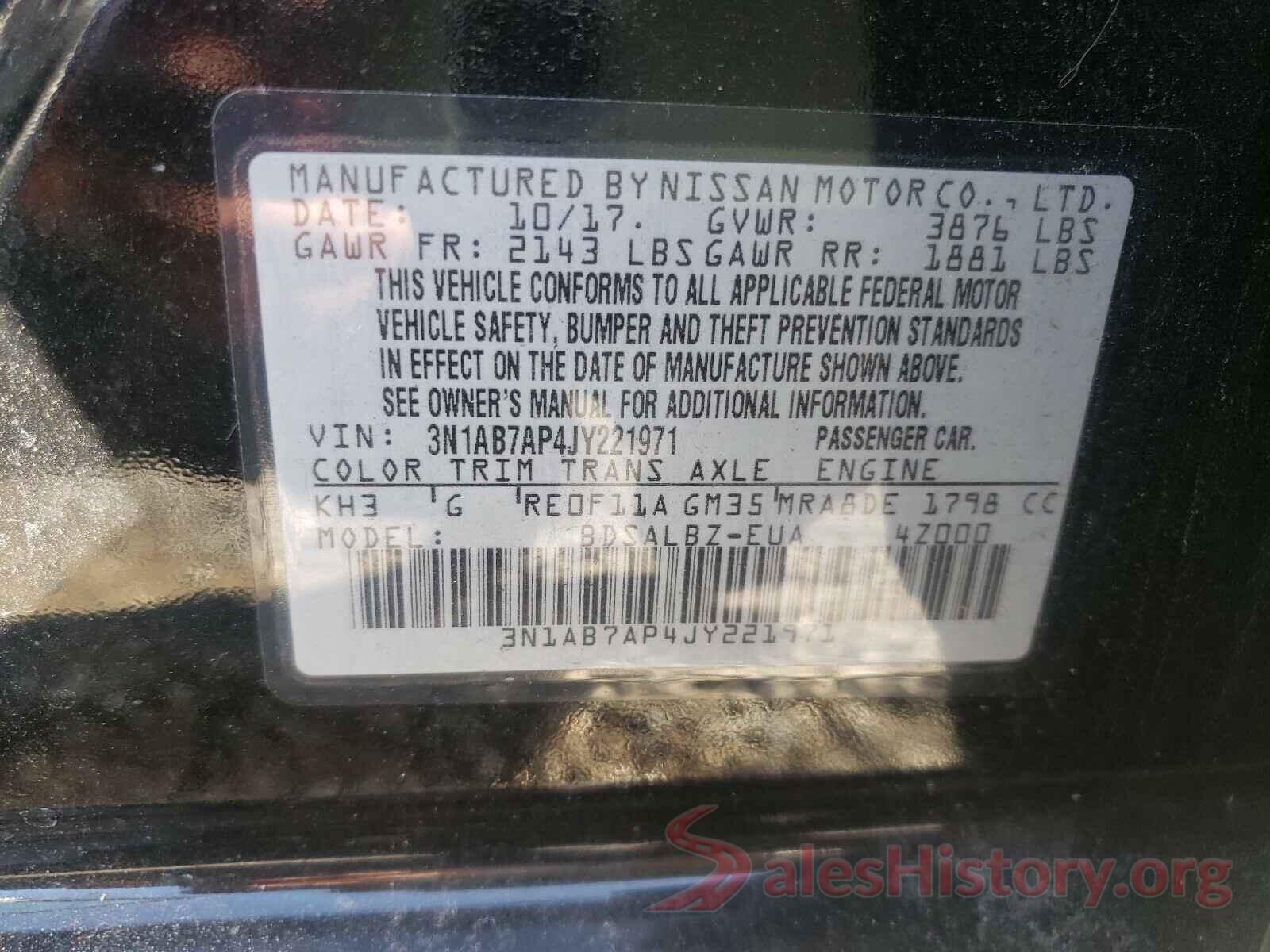 3N1AB7AP4JY221971 2018 NISSAN SENTRA