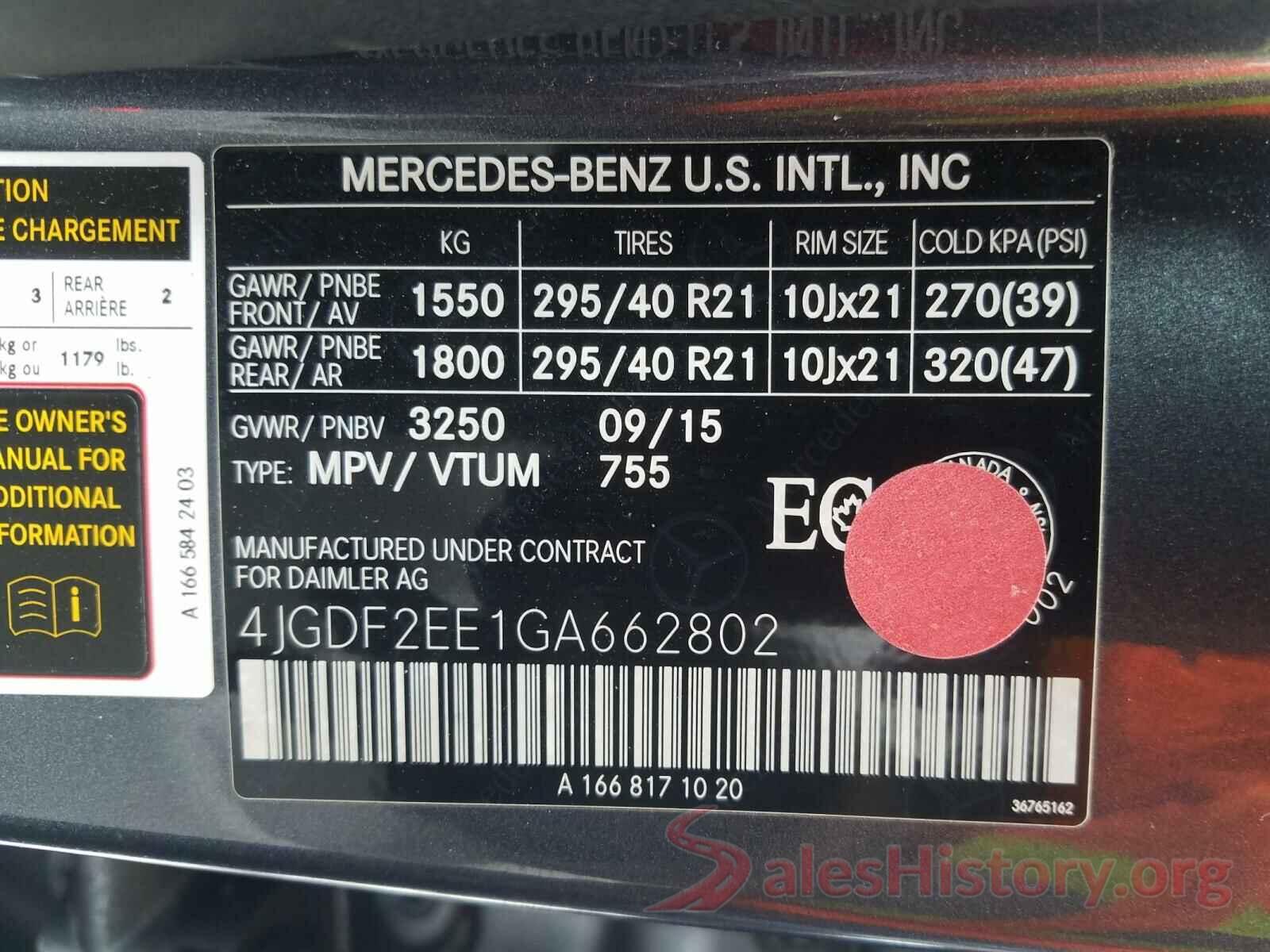 4JGDF2EE1GA662802 2016 MERCEDES-BENZ G CLASS