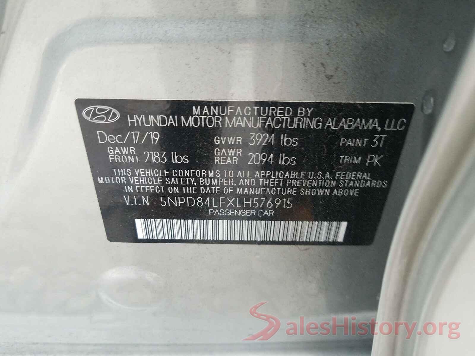 5NPD84LFXLH576915 2020 HYUNDAI ELANTRA