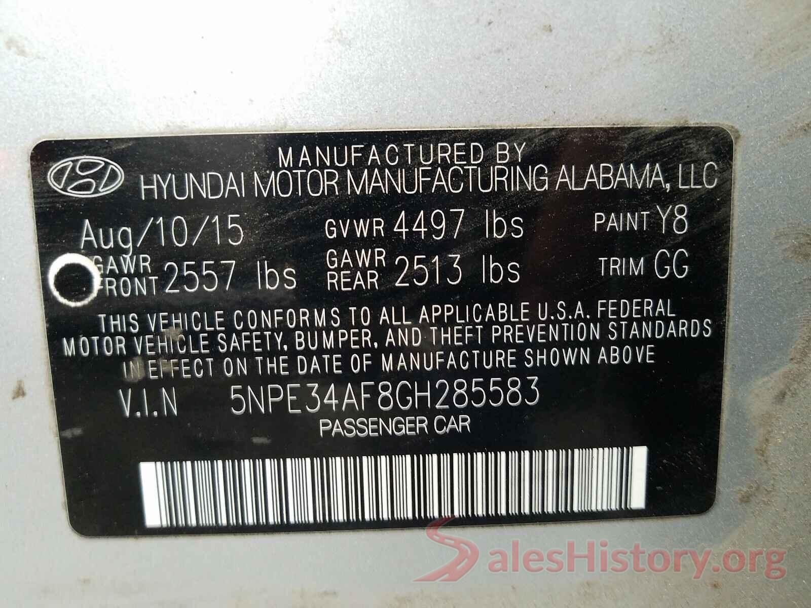 5NPE34AF8GH285583 2016 HYUNDAI SONATA