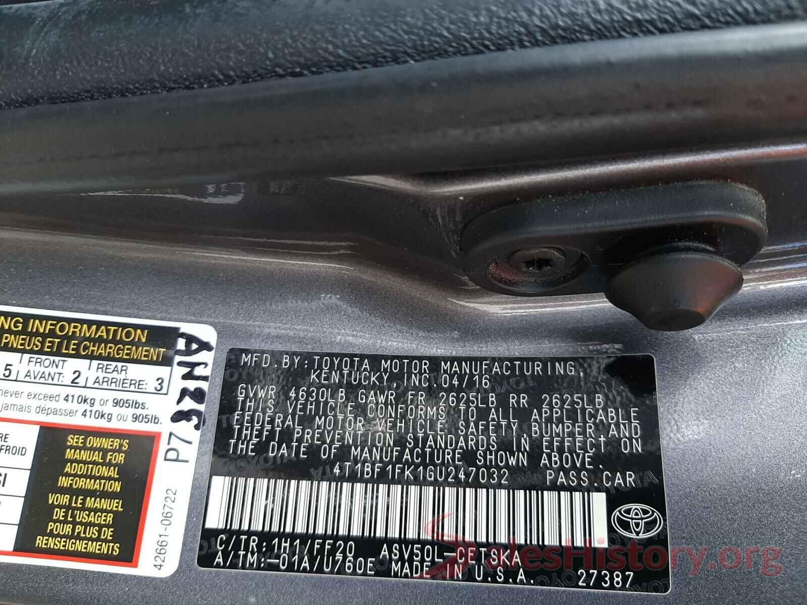 4T1BF1FK1GU247032 2016 TOYOTA CAMRY