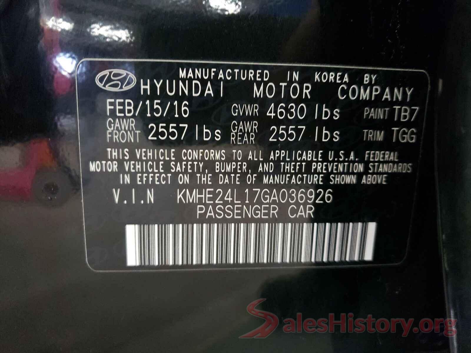 KMHE24L17GA036926 2016 HYUNDAI SONATA