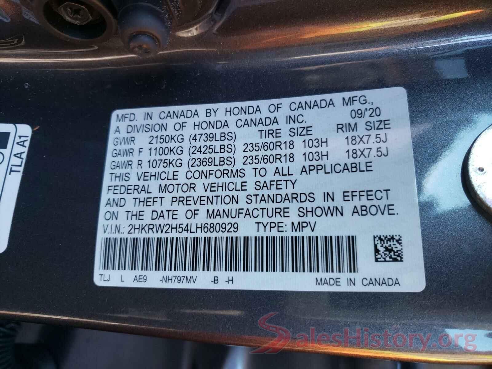 2HKRW2H54LH680929 2020 HONDA CRV