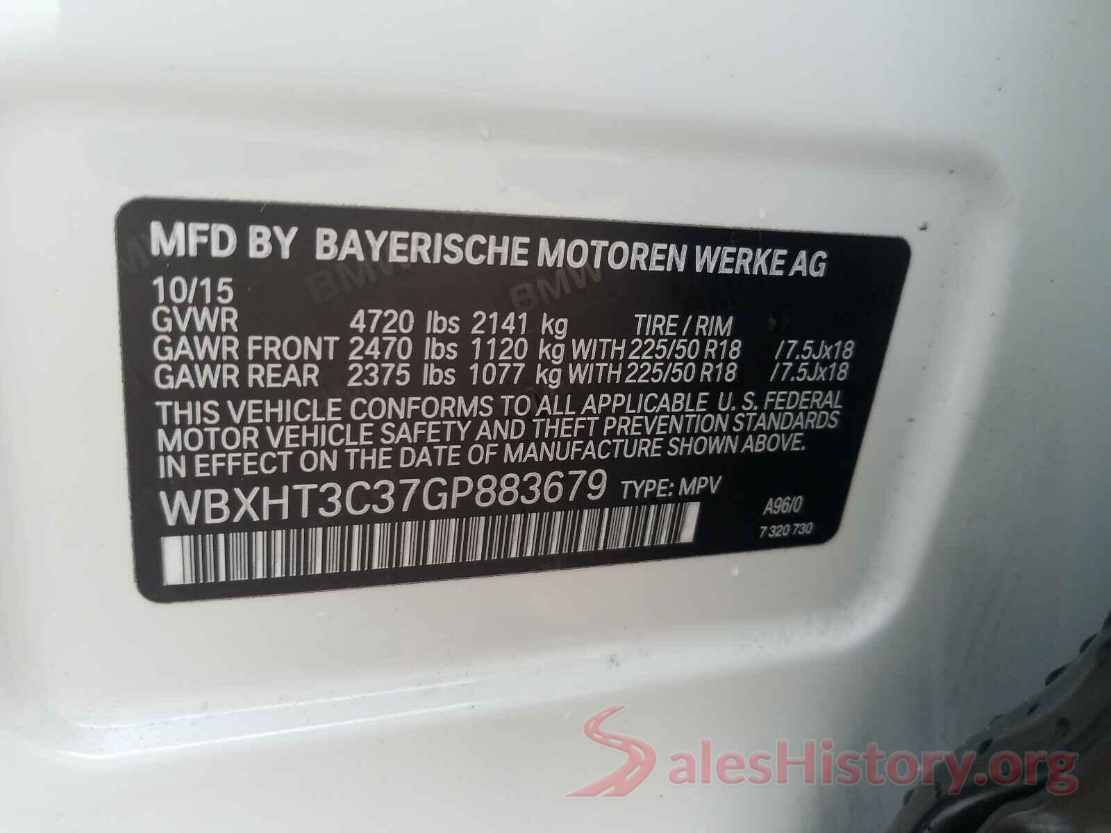 WBXHT3C37GP883679 2016 BMW X1