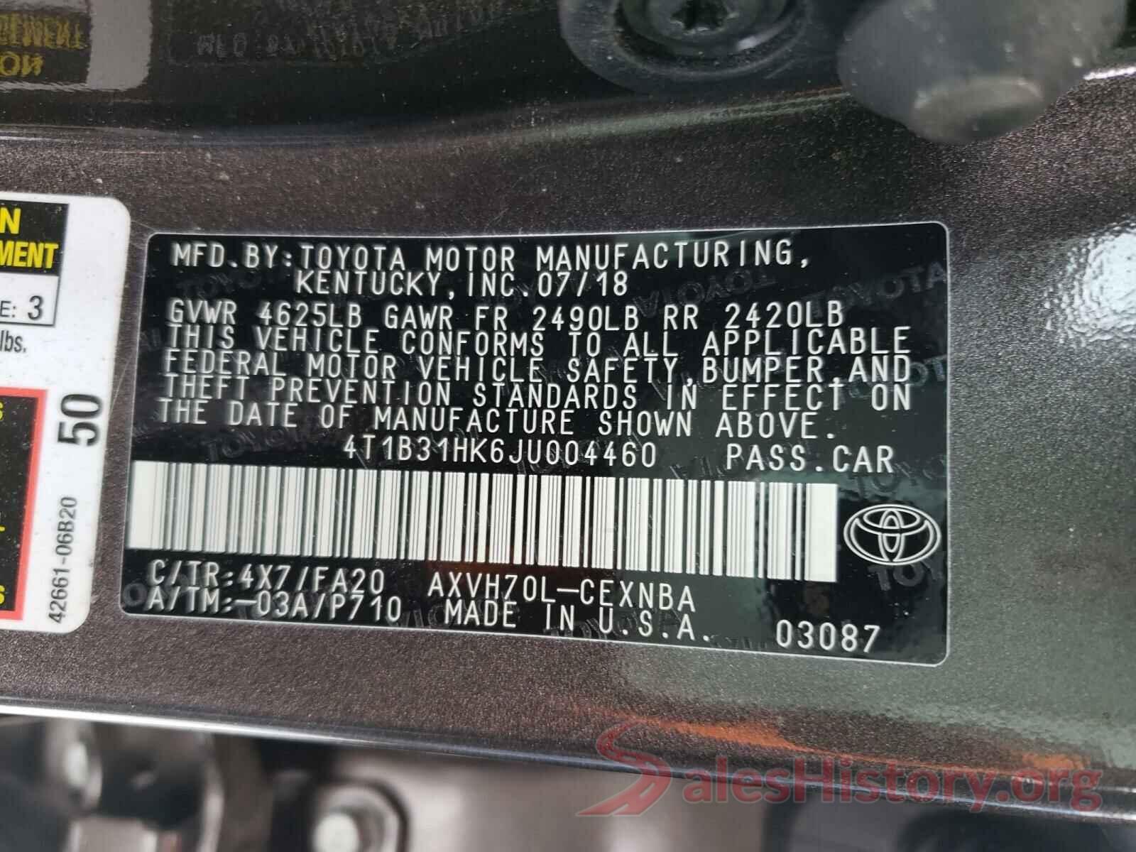 4T1B31HK6JU004460 2018 TOYOTA CAMRY