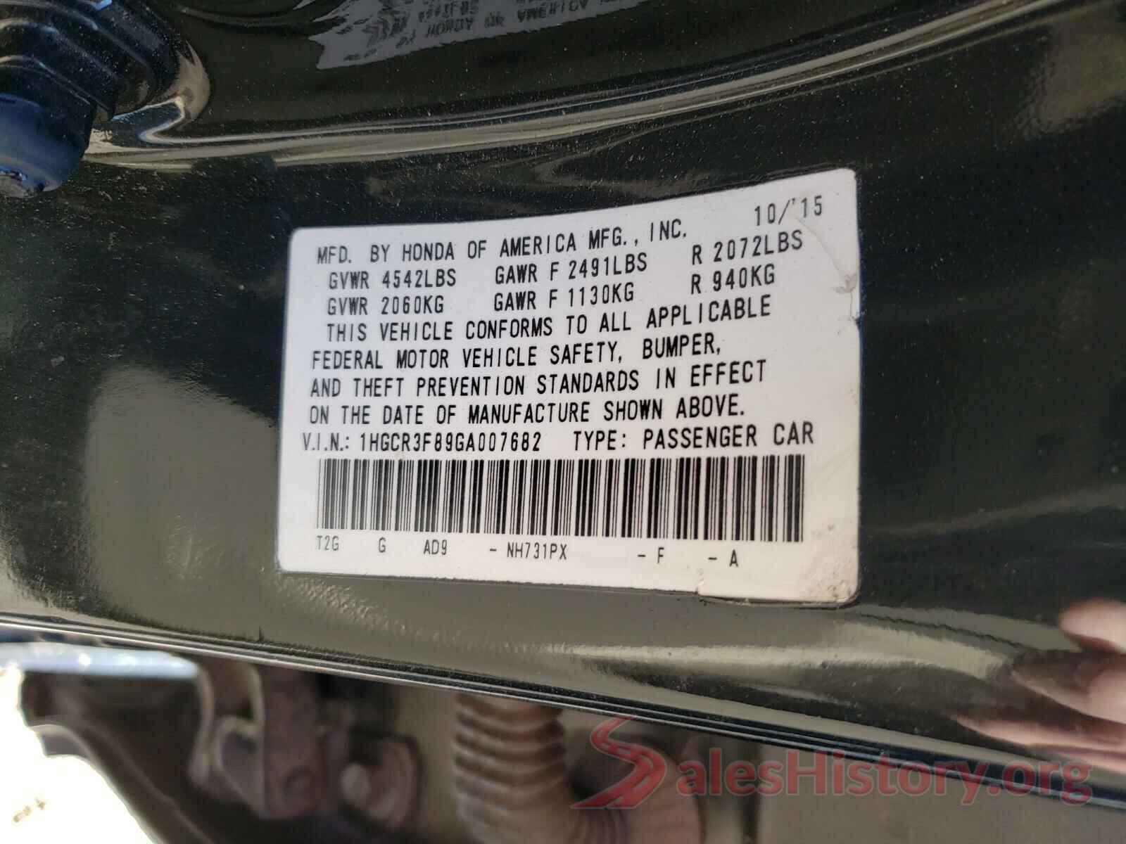 1HGCR3F89GA007682 2016 HONDA ACCORD