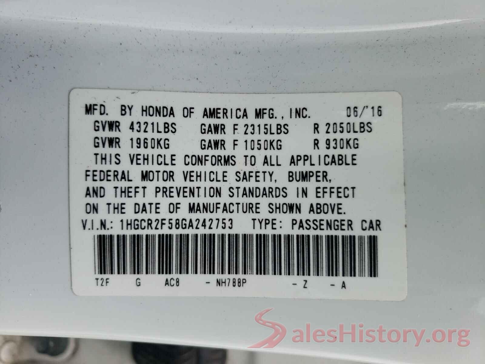 1HGCR2F58GA242753 2016 HONDA ACCORD