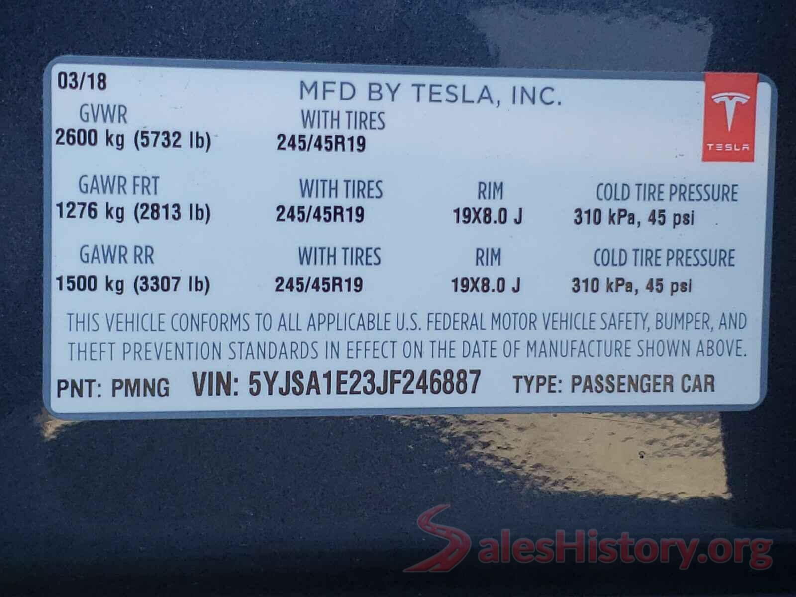 5YJSA1E23JF246887 2018 TESLA MODEL S