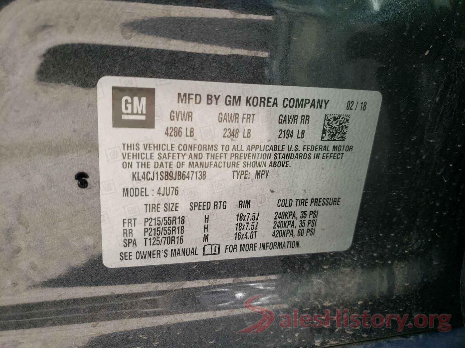 KL4CJ1SB9JB647138 2018 BUICK ENCORE