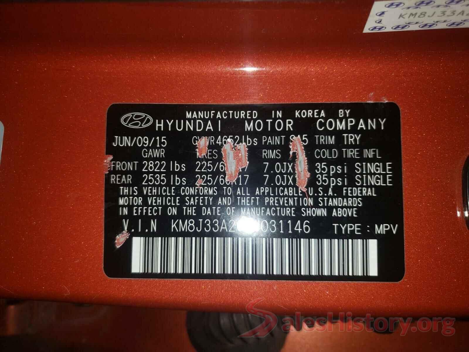 KM8J33A20GU031146 2016 HYUNDAI TUCSON