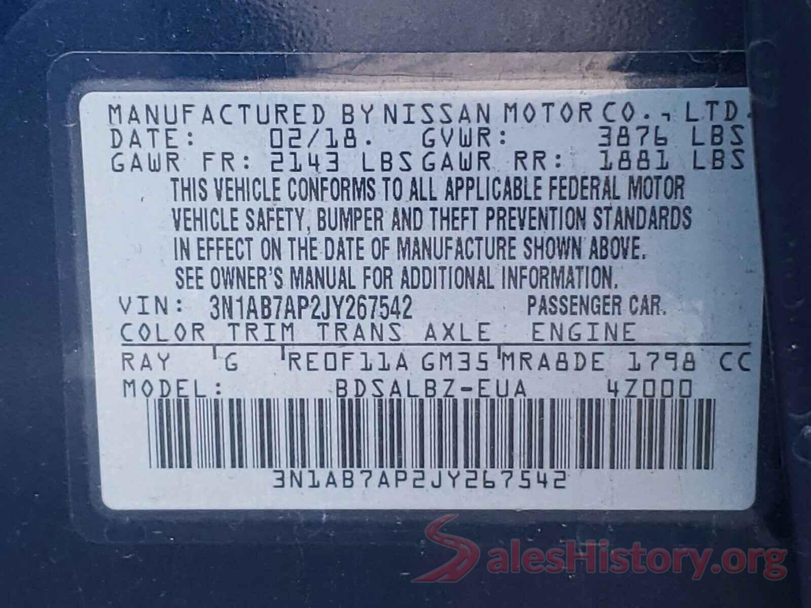 3N1AB7AP2JY267542 2018 NISSAN SENTRA