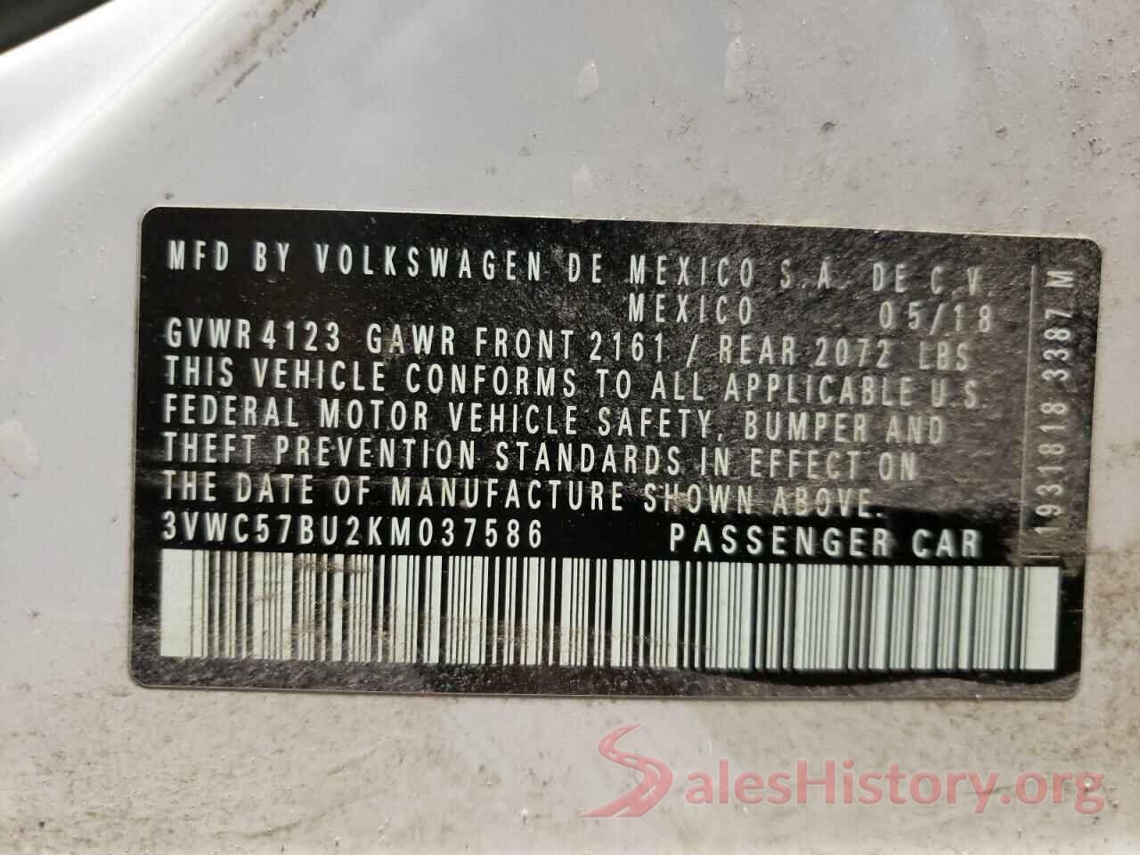 3VWC57BU2KM037586 2019 VOLKSWAGEN JETTA