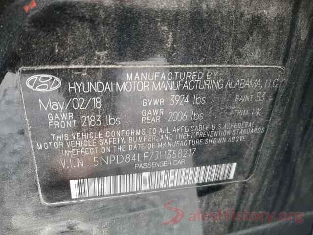 5NPD84LF7JH358217 2018 HYUNDAI ELANTRA