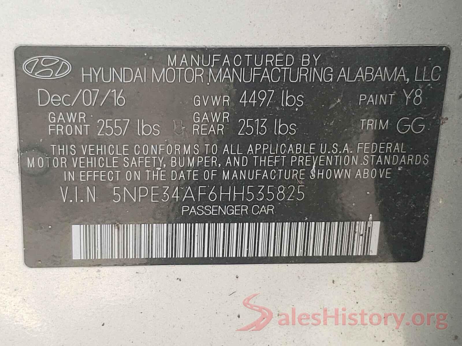 5NPE34AF6HH535825 2017 HYUNDAI SONATA