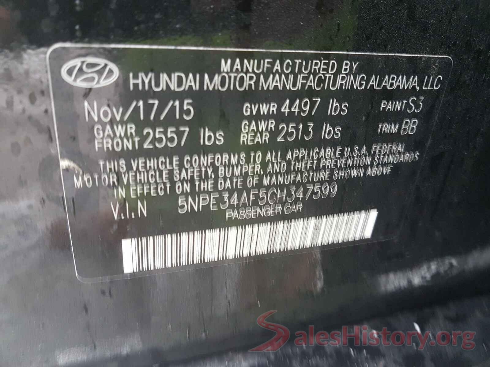 5NPE34AF5GH347599 2016 HYUNDAI SONATA