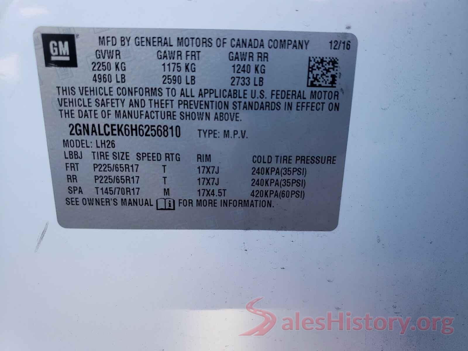 2GNALCEK6H6256810 2017 CHEVROLET EQUINOX