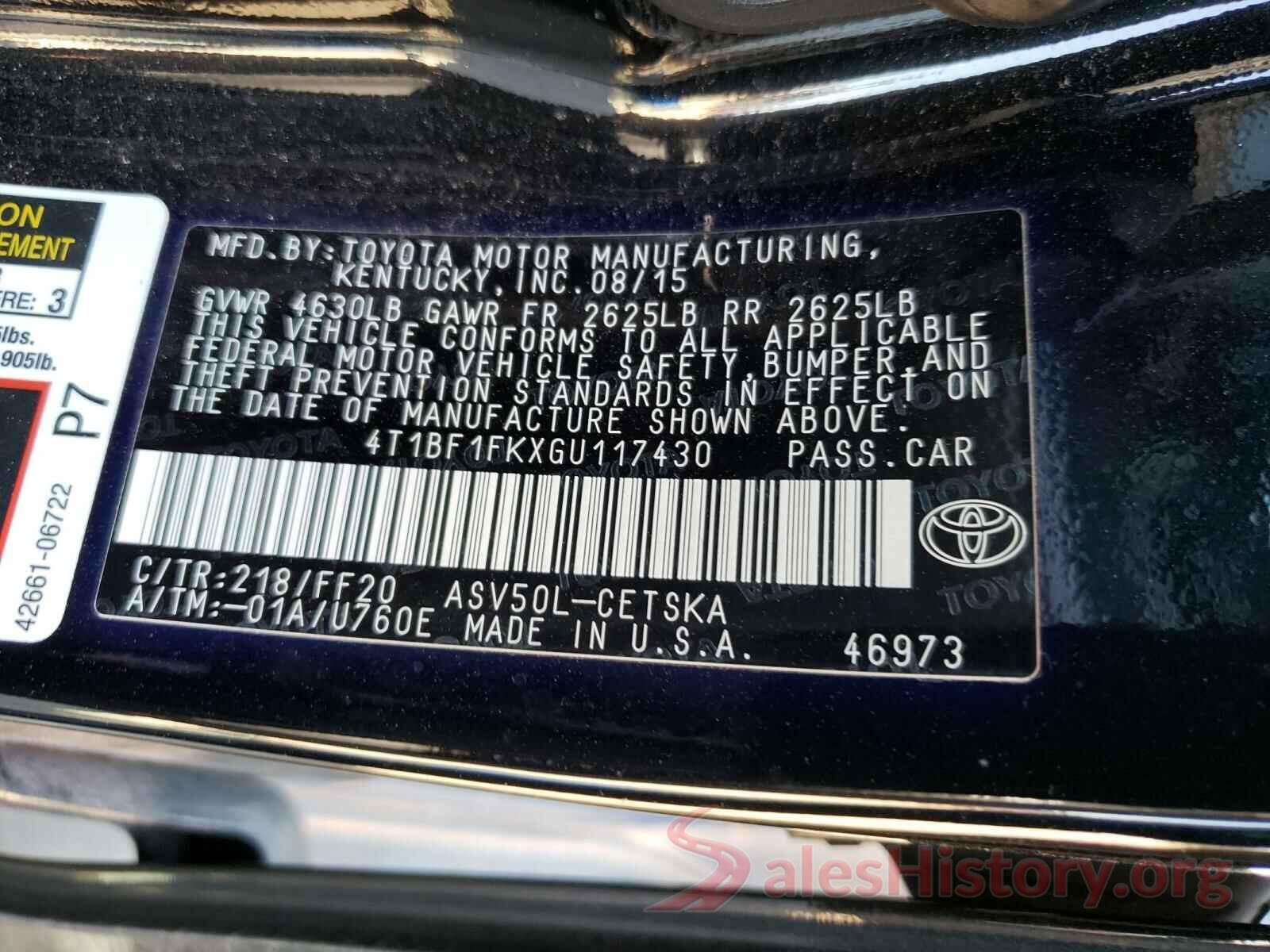 4T1BF1FKXGU117430 2016 TOYOTA CAMRY