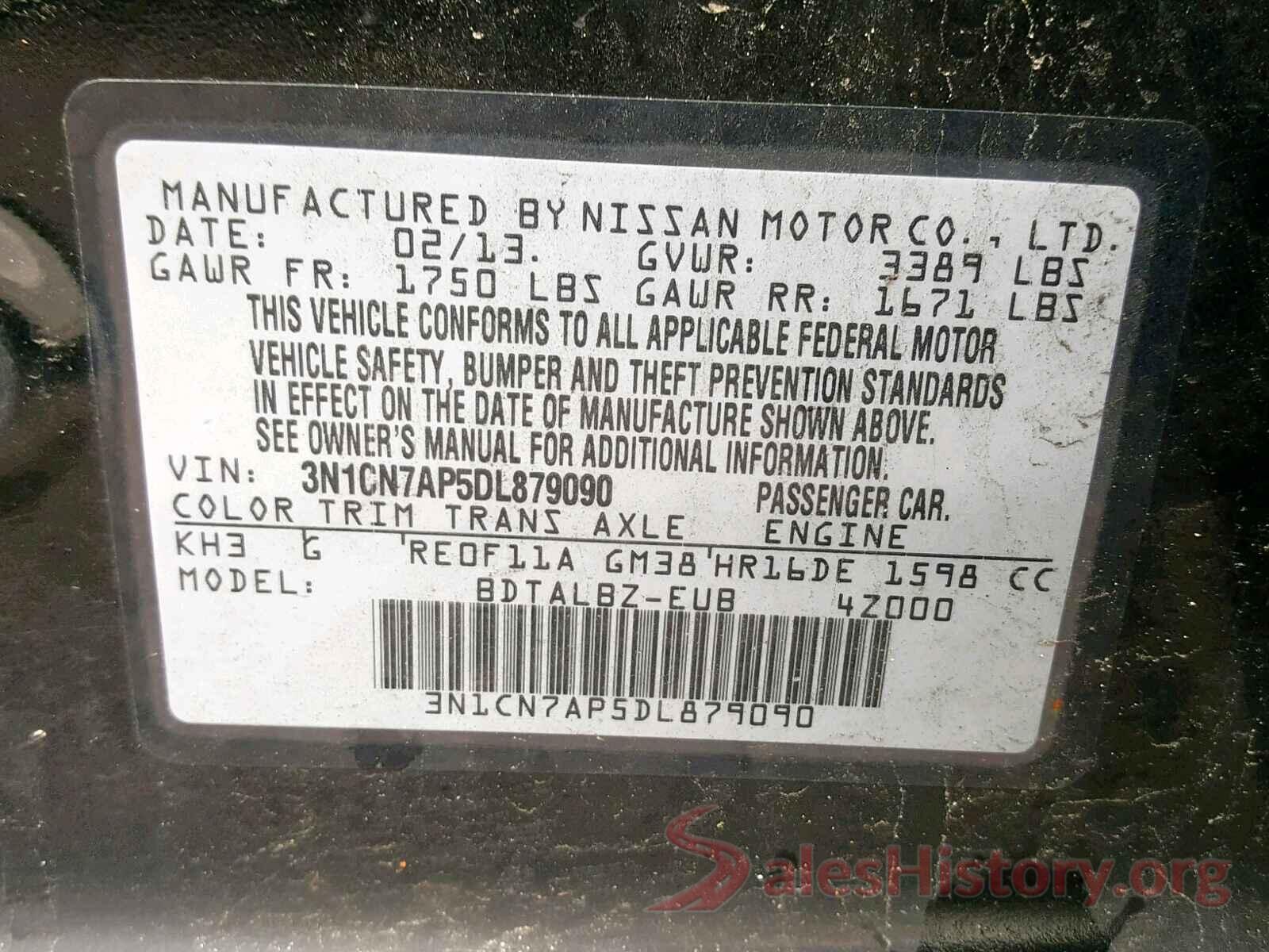 3N1CN7AP5DL879090 2013 NISSAN VERSA