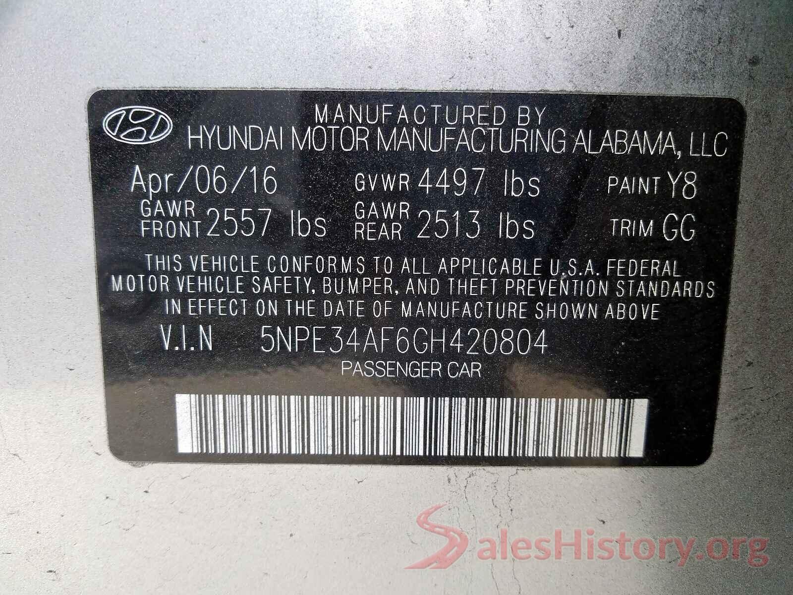 5NPE34AF6GH420804 2016 HYUNDAI SONATA