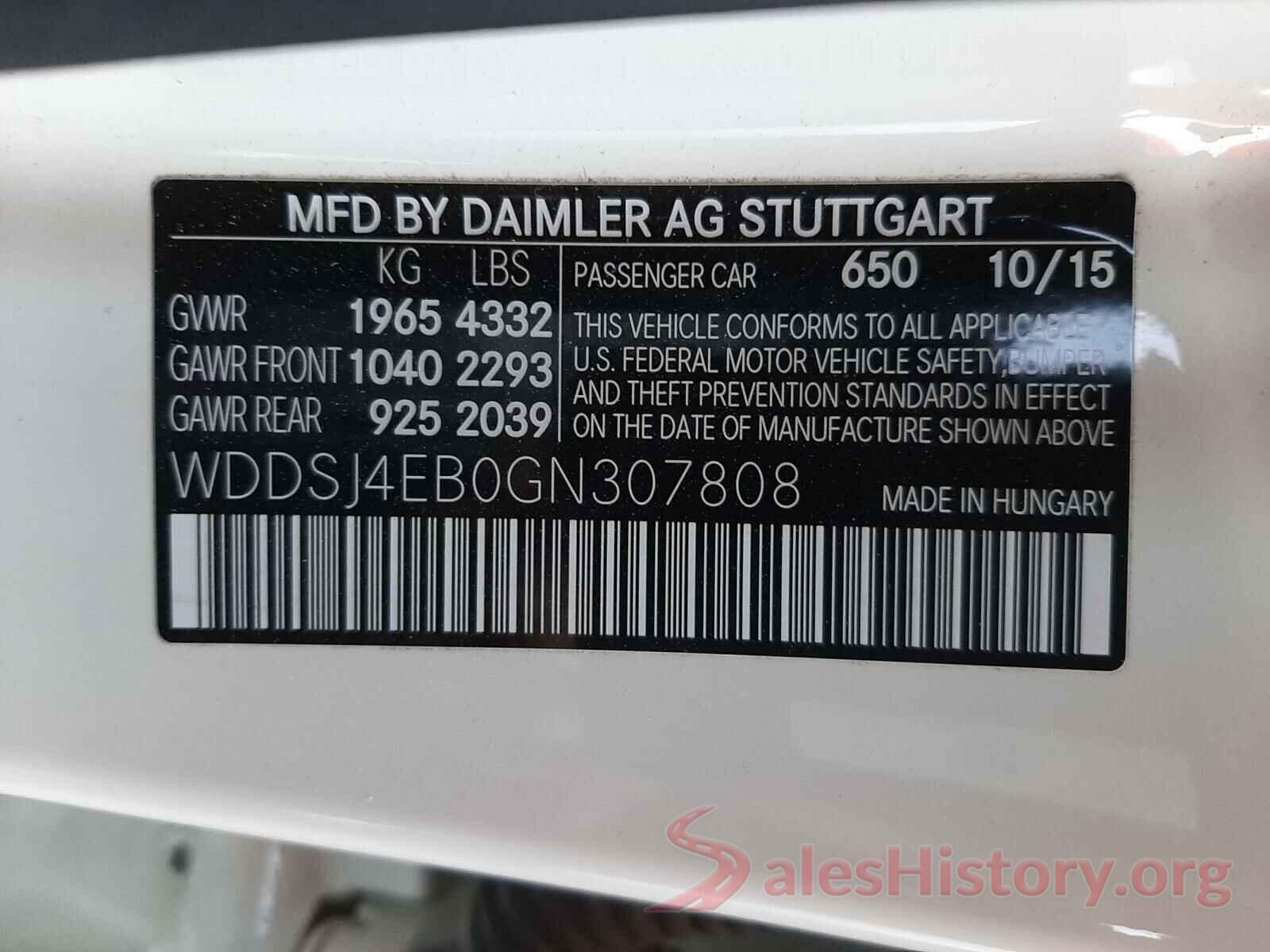 WDDSJ4EB0GN307808 2016 MERCEDES-BENZ C CLASS