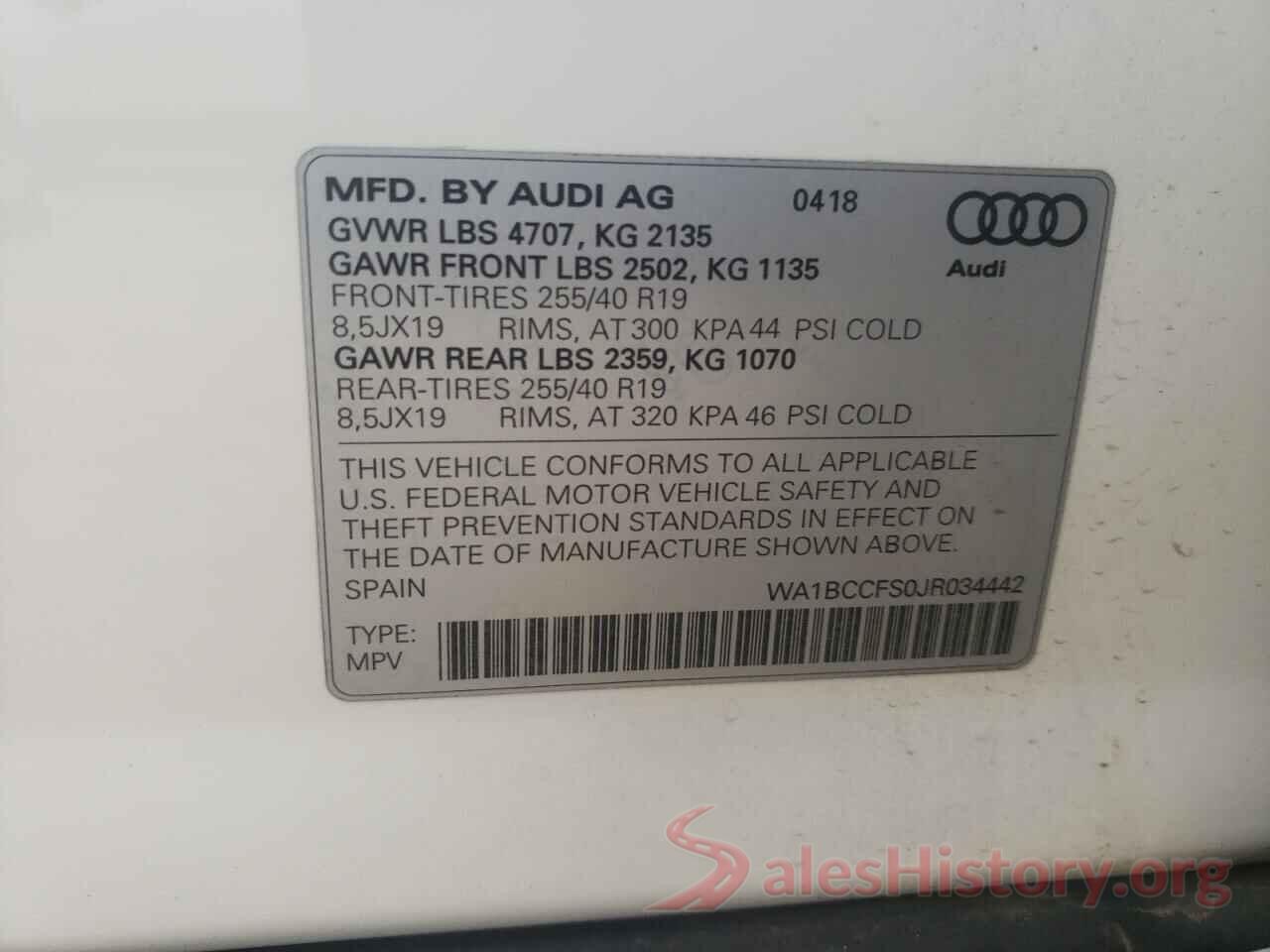 WA1BCCFS0JR034442 2018 AUDI Q3