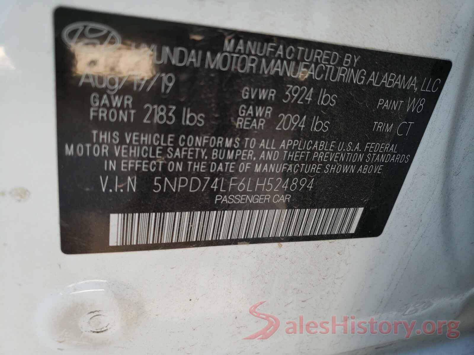 5NPD74LF6LH524894 2020 HYUNDAI ELANTRA