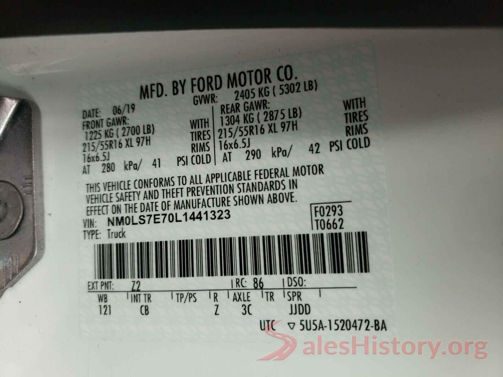 NM0LS7E70L1441323 2020 FORD TRANSIT CO