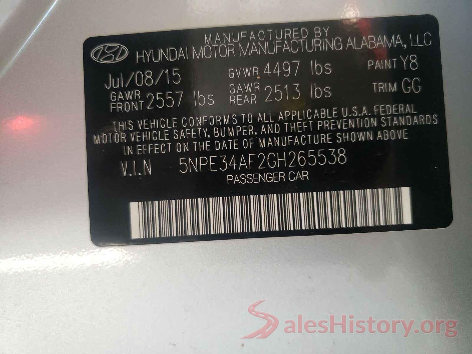 5NPE34AF2GH265538 2016 HYUNDAI SONATA