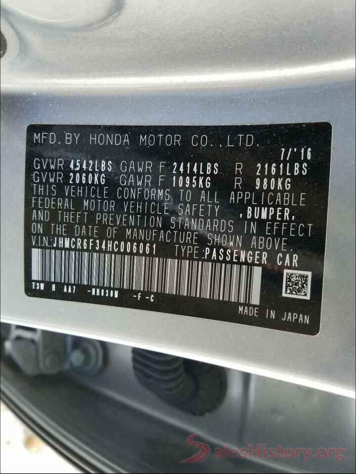 JHMCR6F34HC006061 2017 HONDA ACCORD