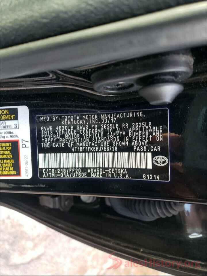 4T1BF1FK6HU756728 2017 TOYOTA CAMRY