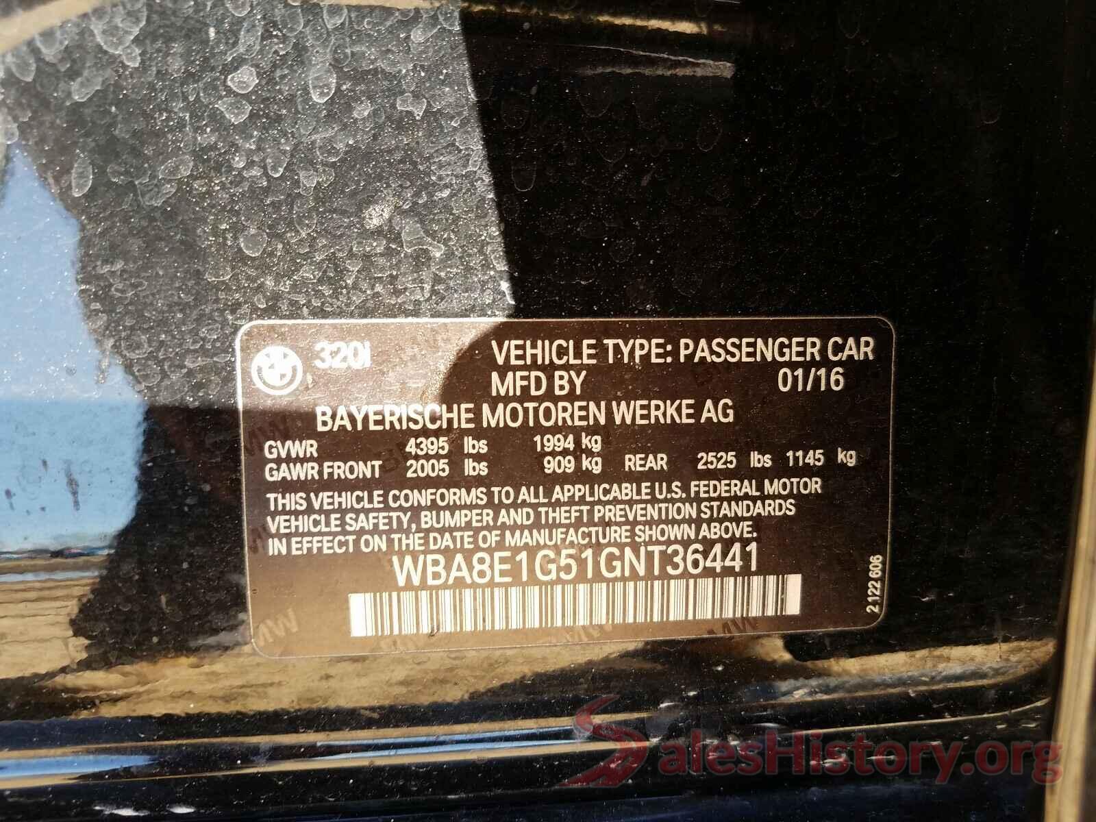 WBA8E1G51GNT36441 2016 BMW 3 SERIES