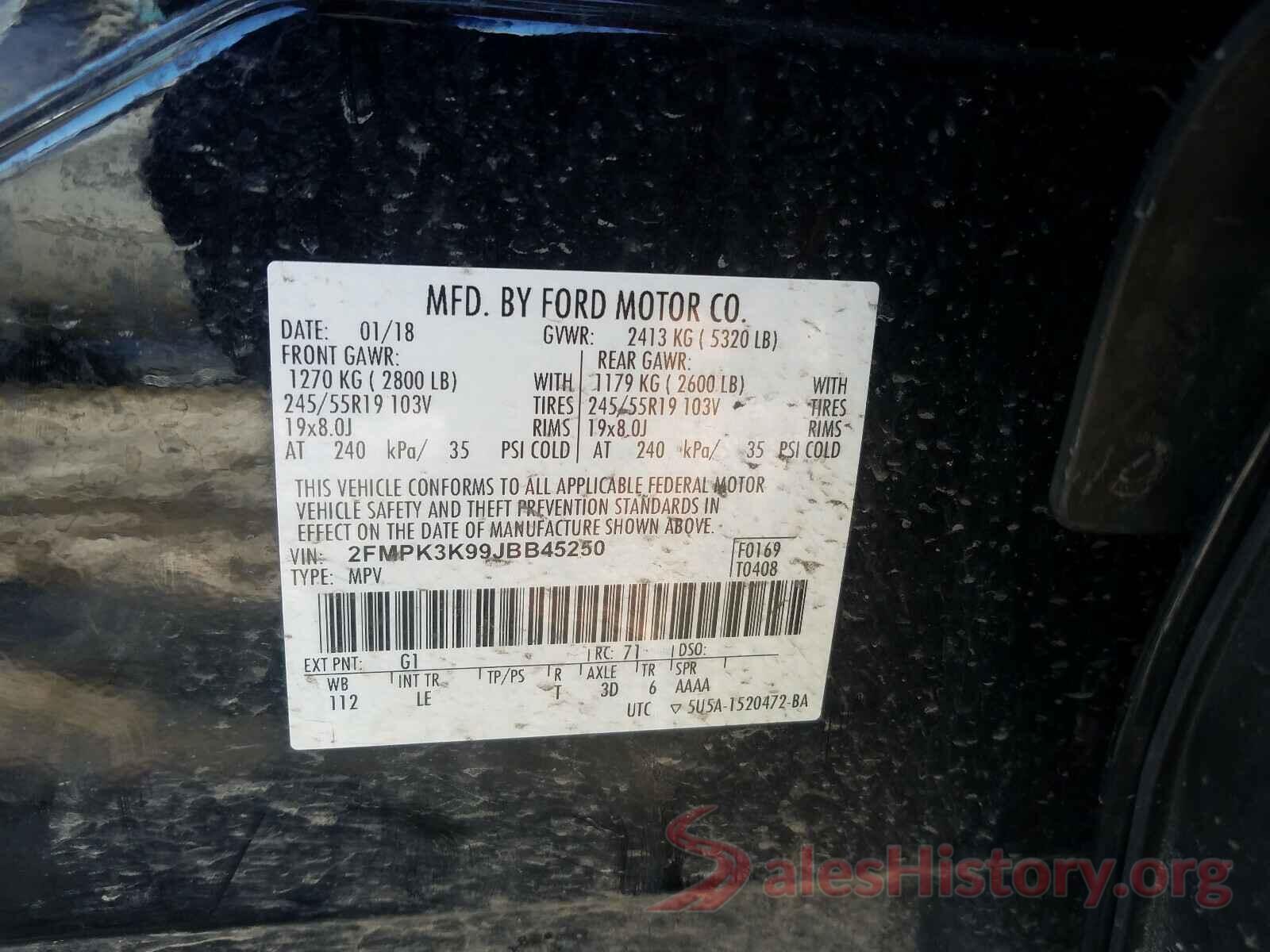 2FMPK3K99JBB45250 2018 FORD EDGE