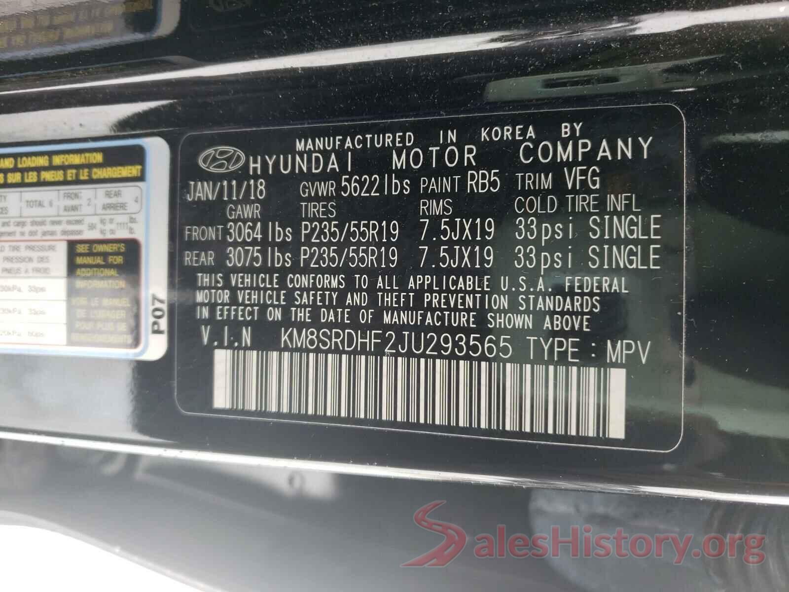 KM8SRDHF2JU293565 2018 HYUNDAI SANTA FE