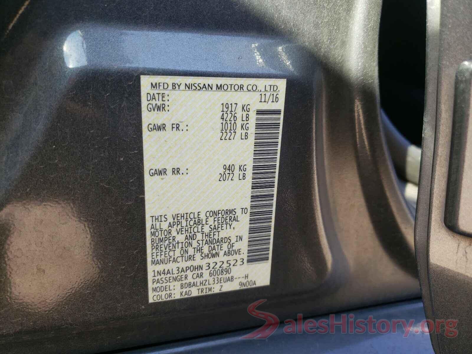 1N4AL3AP0HN322523 2017 NISSAN ALTIMA