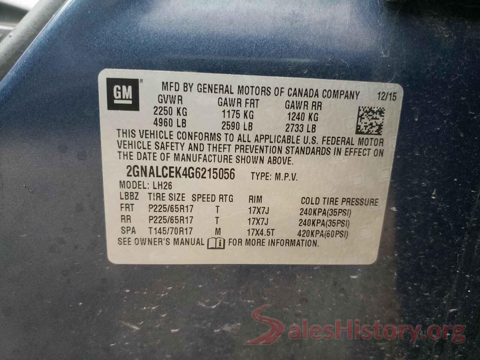 2GNALCEK4G6215056 2016 CHEVROLET EQUINOX