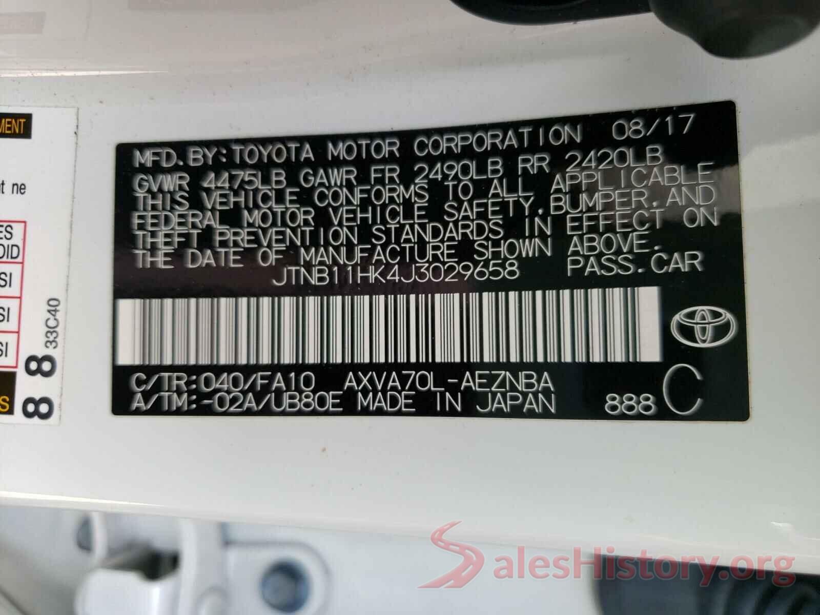 JTNB11HK4J3029658 2018 TOYOTA CAMRY