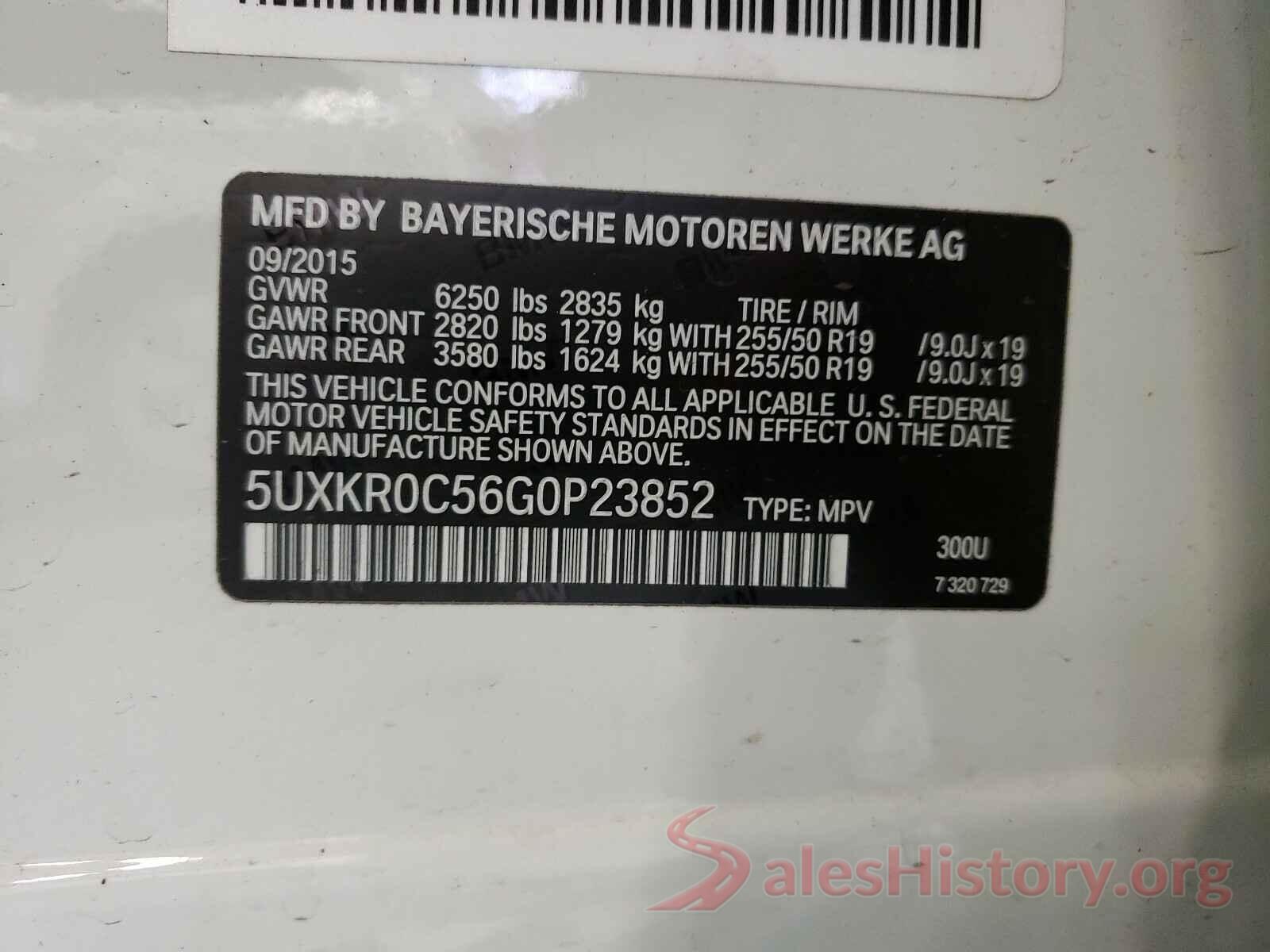 5UXKR0C56G0P23852 2016 BMW X5