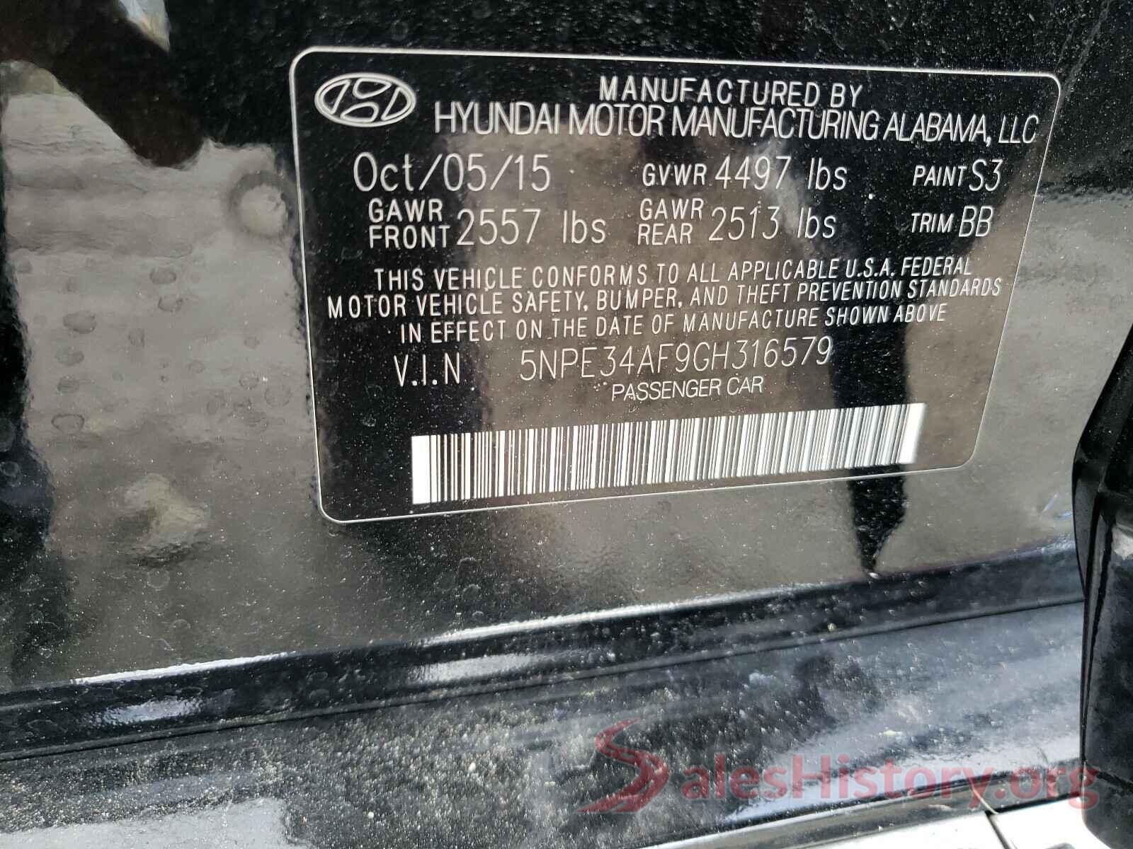 5NPE34AF9GH316579 2016 HYUNDAI SONATA