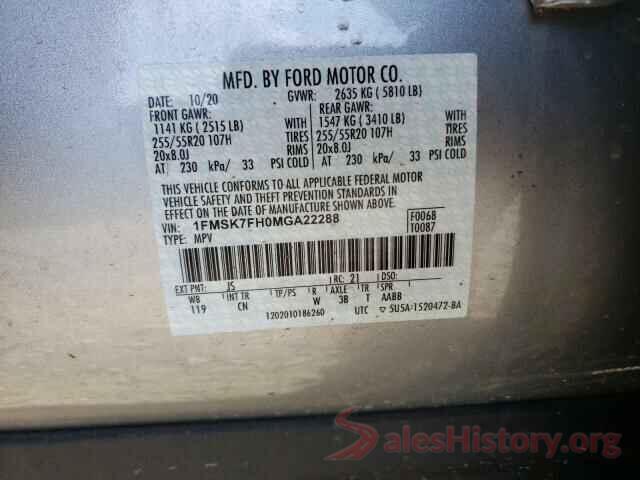 1FMSK7FH0MGA22288 2021 FORD EXPLORER