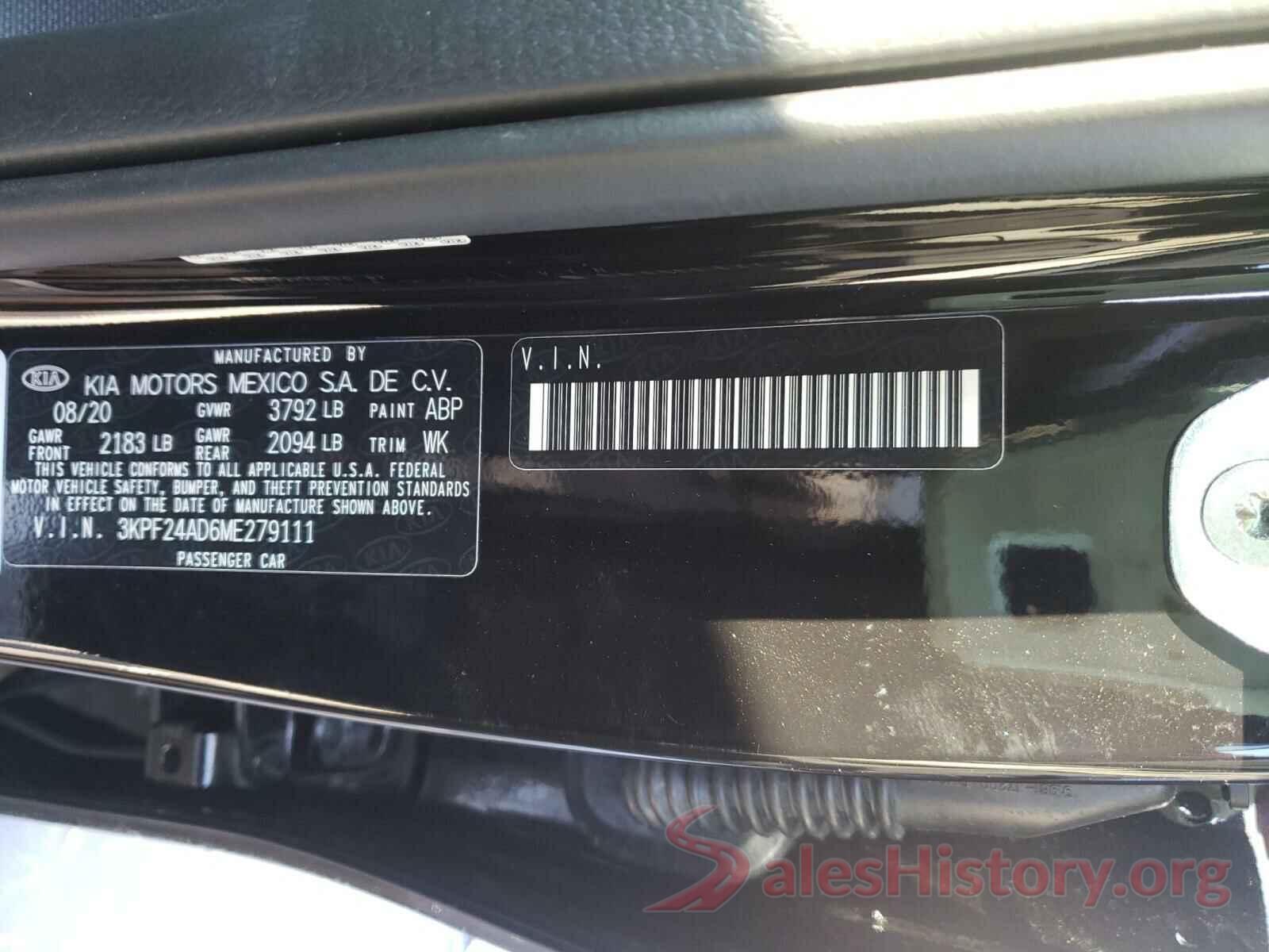 3KPF24AD6ME279111 2021 KIA FORTE