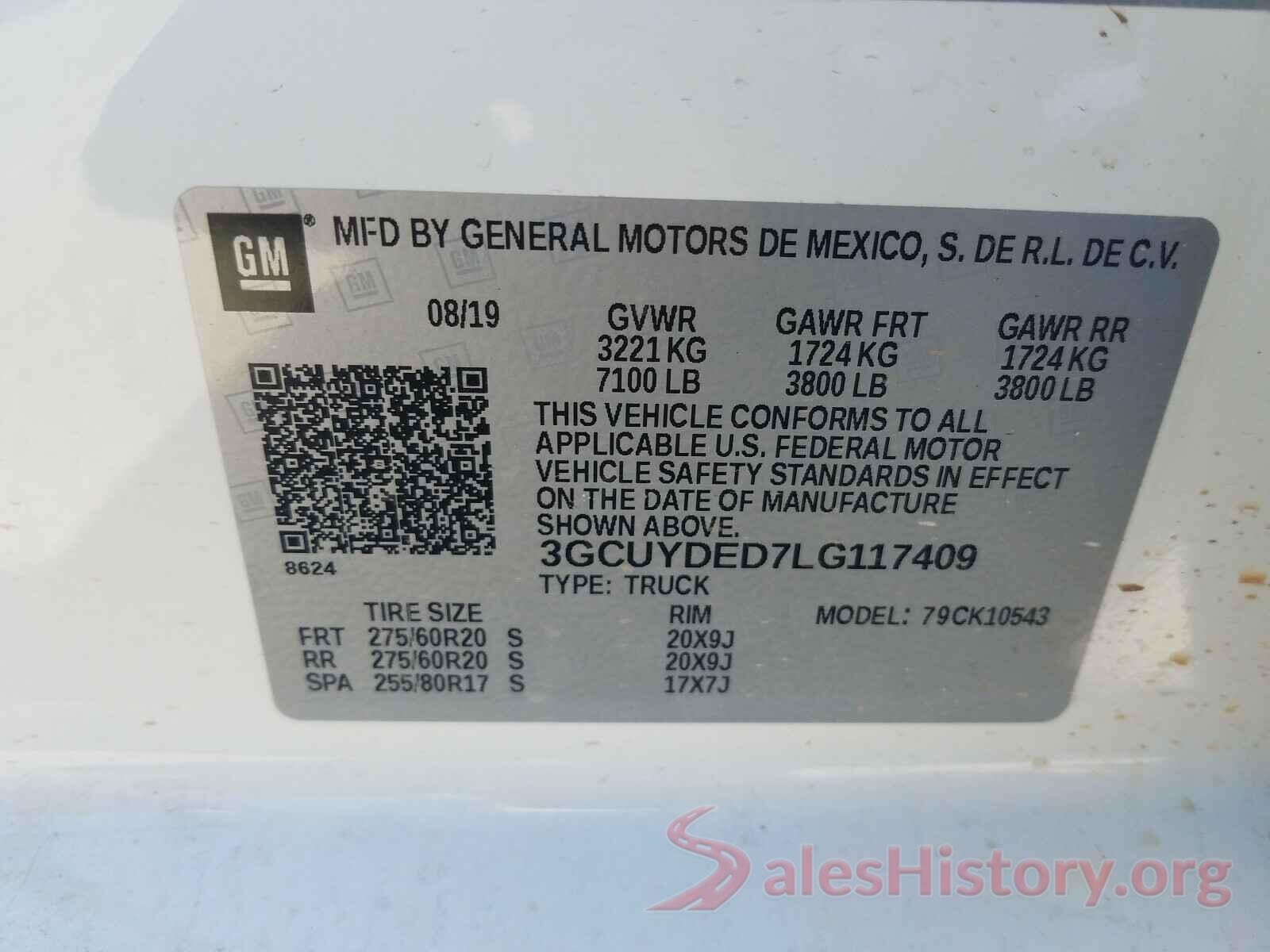 3GCUYDED7LG117409 2020 CHEVROLET SILVERADO