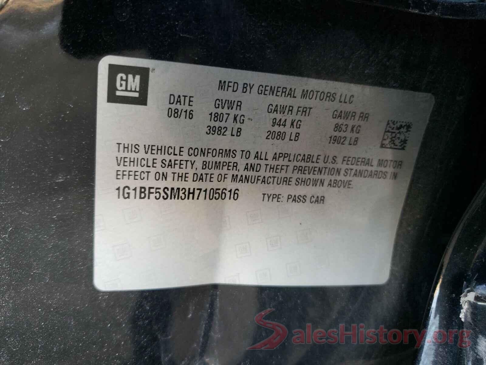 1G1BF5SM3H7105616 2017 CHEVROLET CRUZE