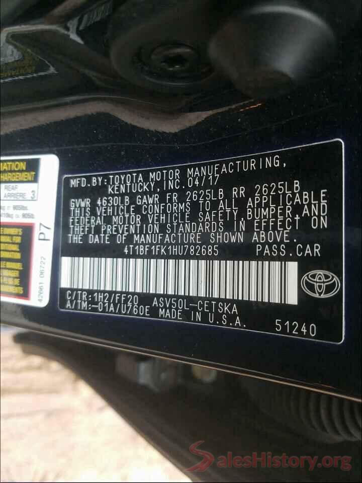 4T1BF1FK1HU782685 2017 TOYOTA CAMRY