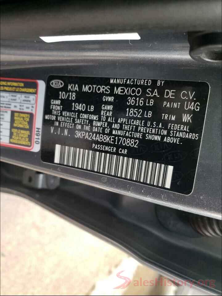 3KPA24AB8KE170882 2019 KIA RIO