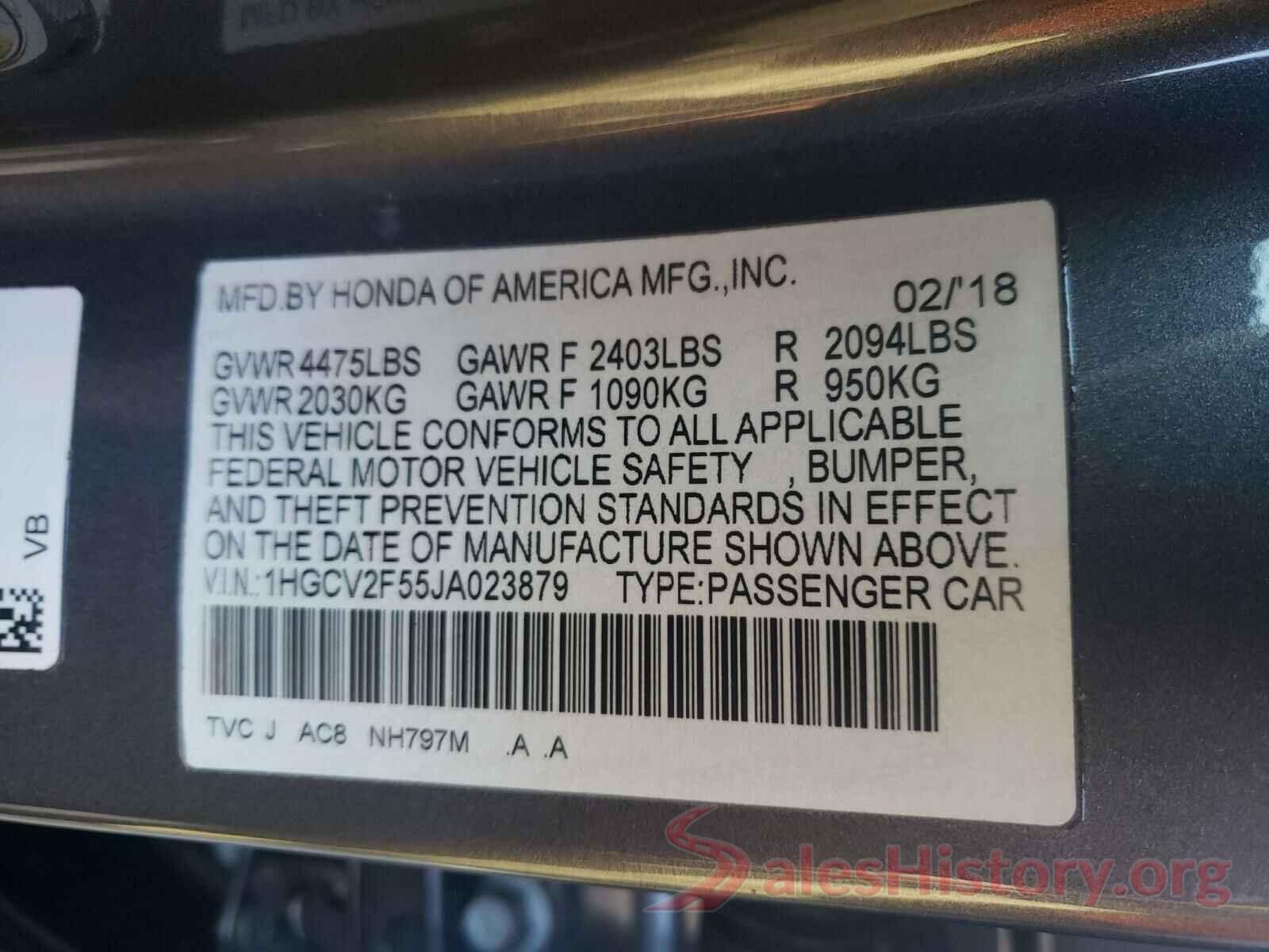 1HGCV2F55JA023879 2018 HONDA ACCORD