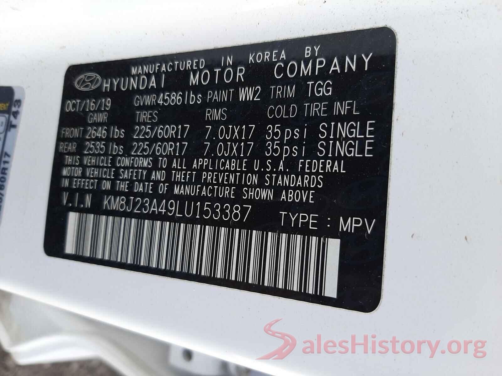 KM8J23A49LU153387 2020 HYUNDAI TUCSON